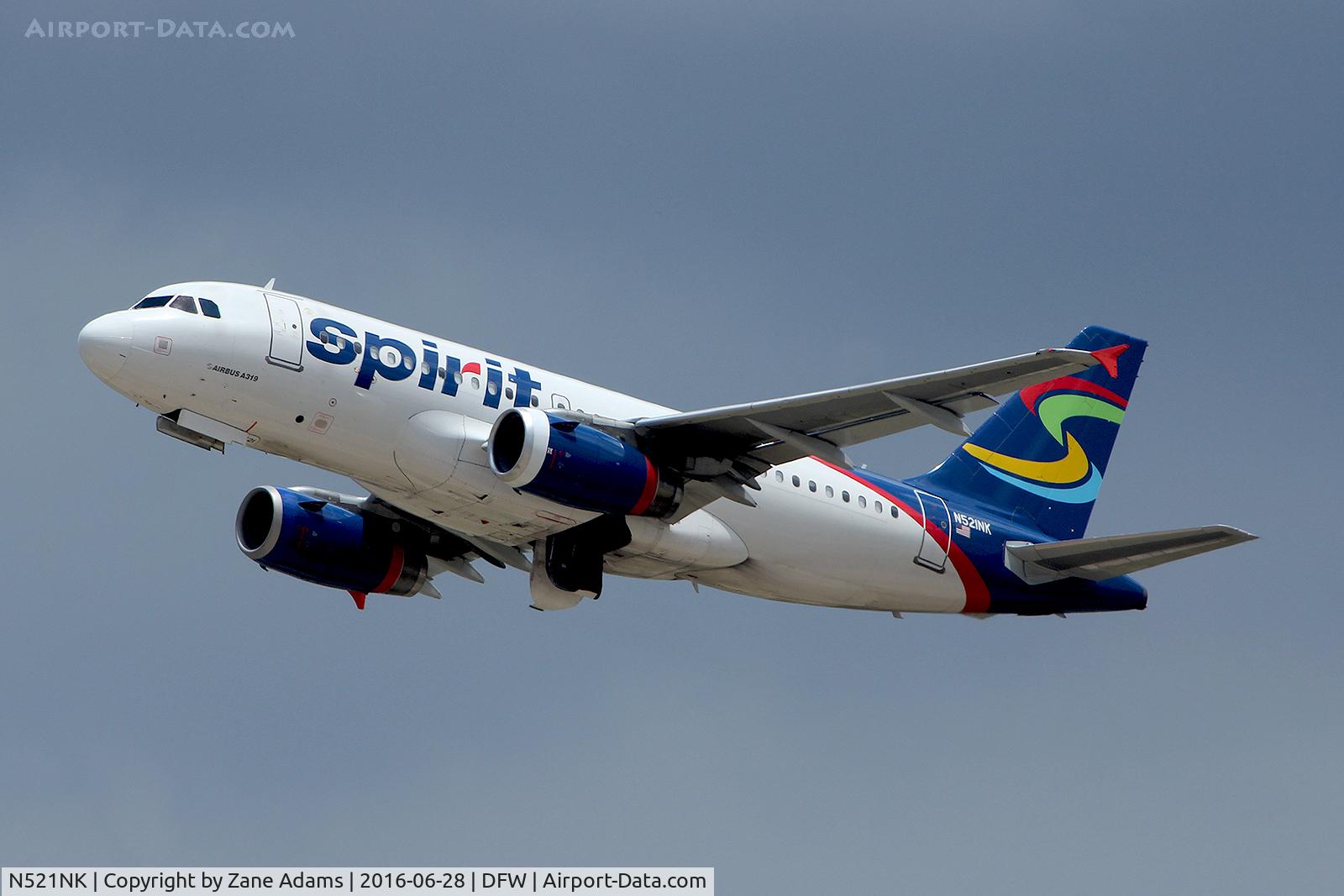 N521NK, 2006 Airbus A319-132 C/N 2797, Departing DFW Airport