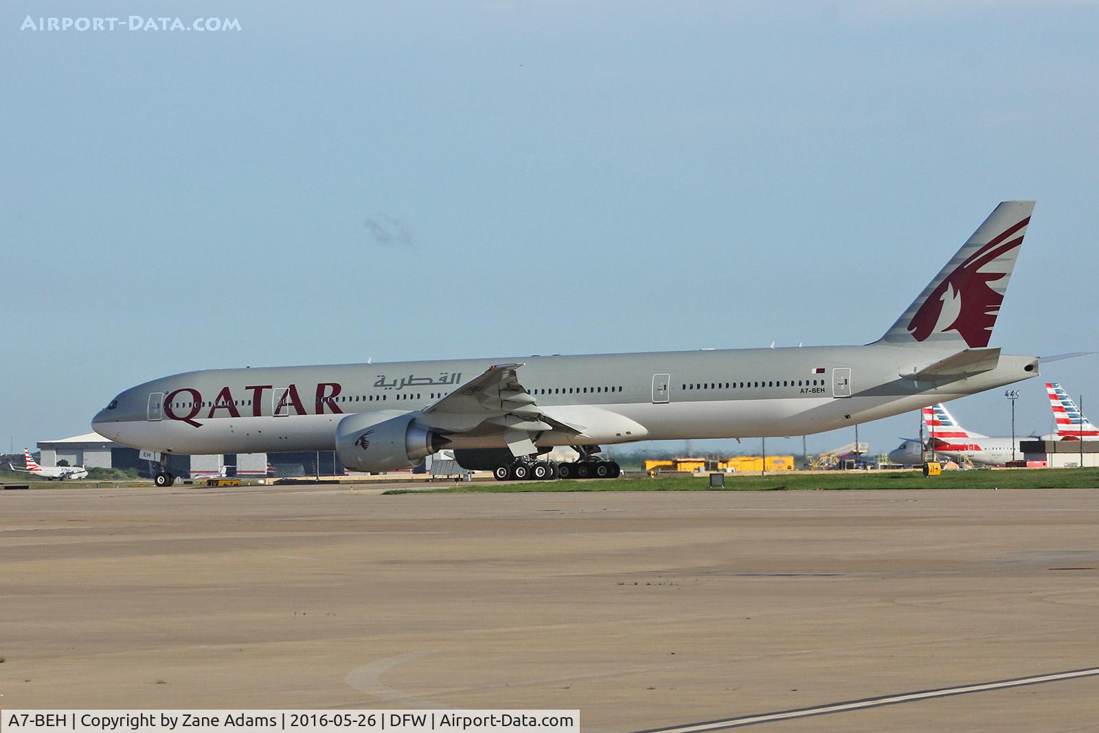 A7-BEH, 2015 Boeing 777-3DZ/ER C/N 60334, Arriving at DFW Airport