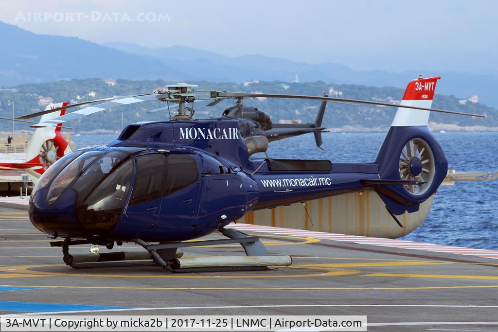 3A-MVT, 2016 Airbus Helicopters H-130 C/N 8203, Parked. Crashed at 25th november between Lausanne -> Monaco, killing all on board.