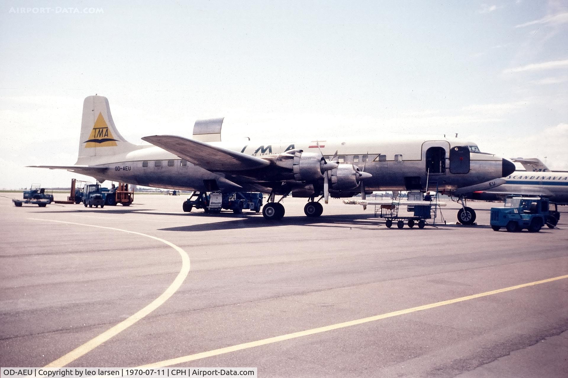OD-AEU, 1952 Douglas DC-6B C/N 43525, Copenhagen 11.7.70 as DC-6A