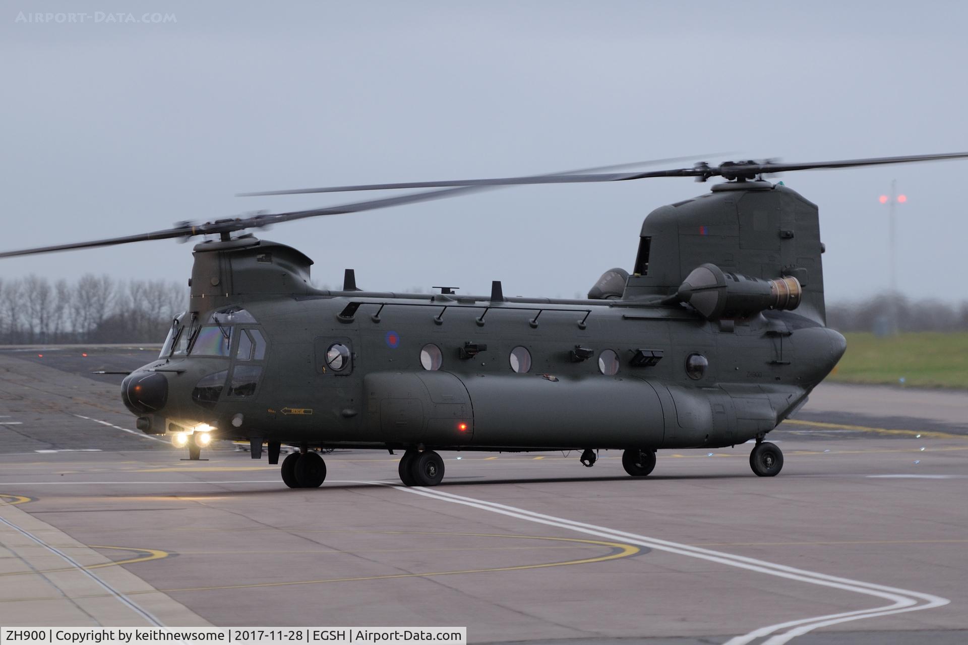 ZH900, 2010 Boeing Chinook HC.5 C/N M4479, Arriving at Norwich early evening.