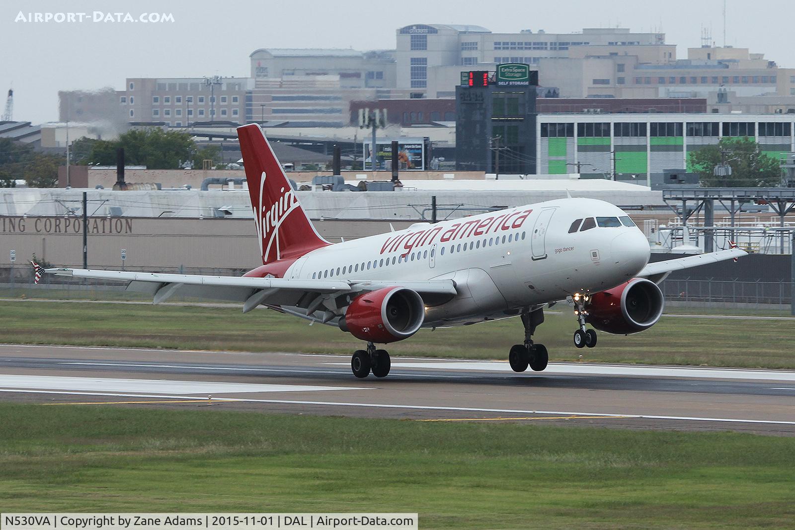 N530VA, 2008 Airbus A319-115 C/N 3686, Arriving at Dallas Love Field