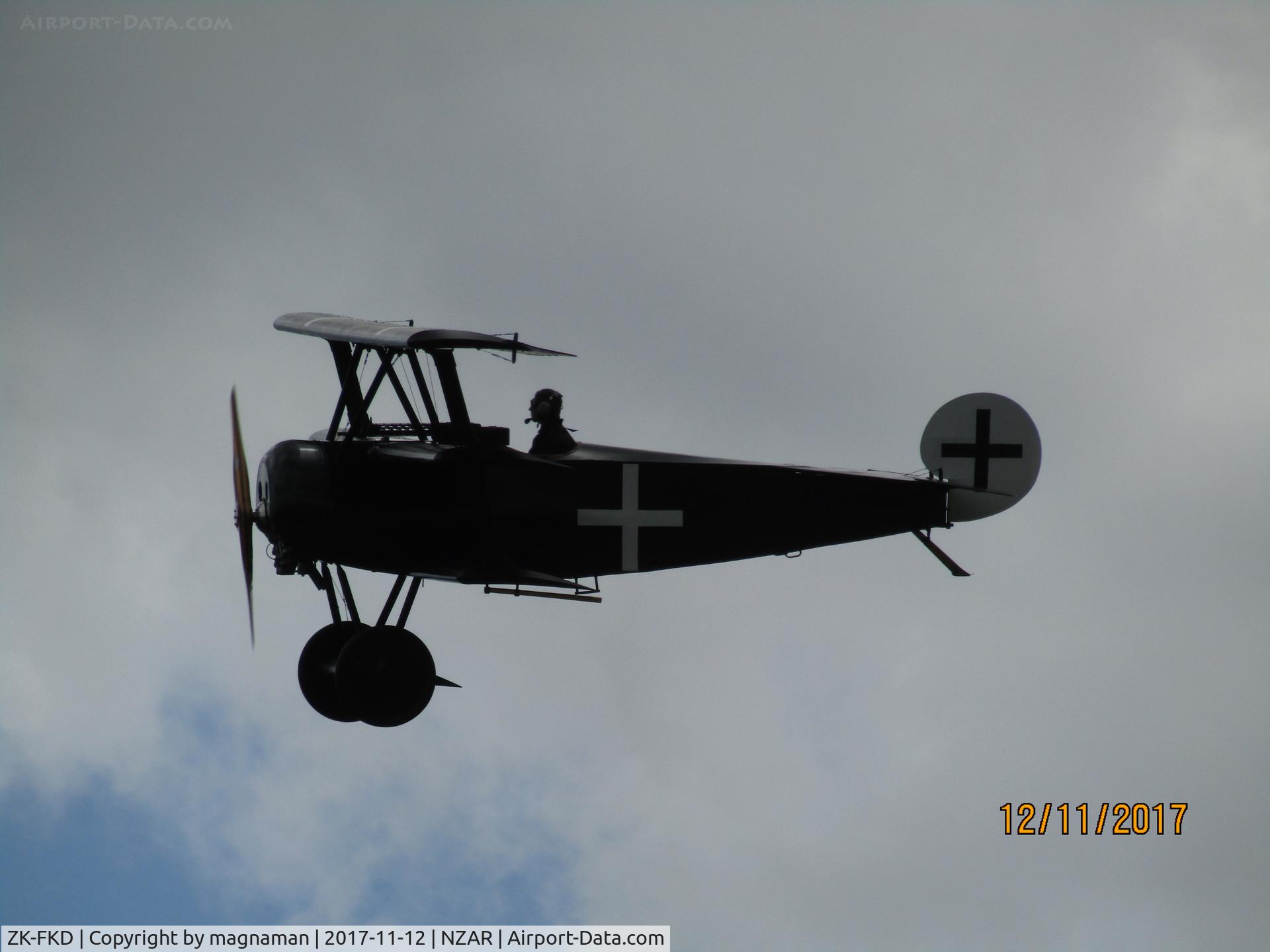 ZK-FKD, Fokker Dr-1 Triplane Replica C/N CAS 02, in display at ardmore