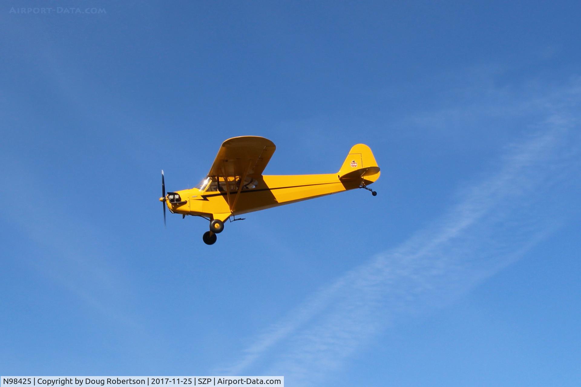 N98425, 1946 Piper J3C-65 Cub Cub C/N 18612, 1946 Piper J3C-65 CUB, Continental C90 90 Hp upgrade by STC, on final for Rwy 22