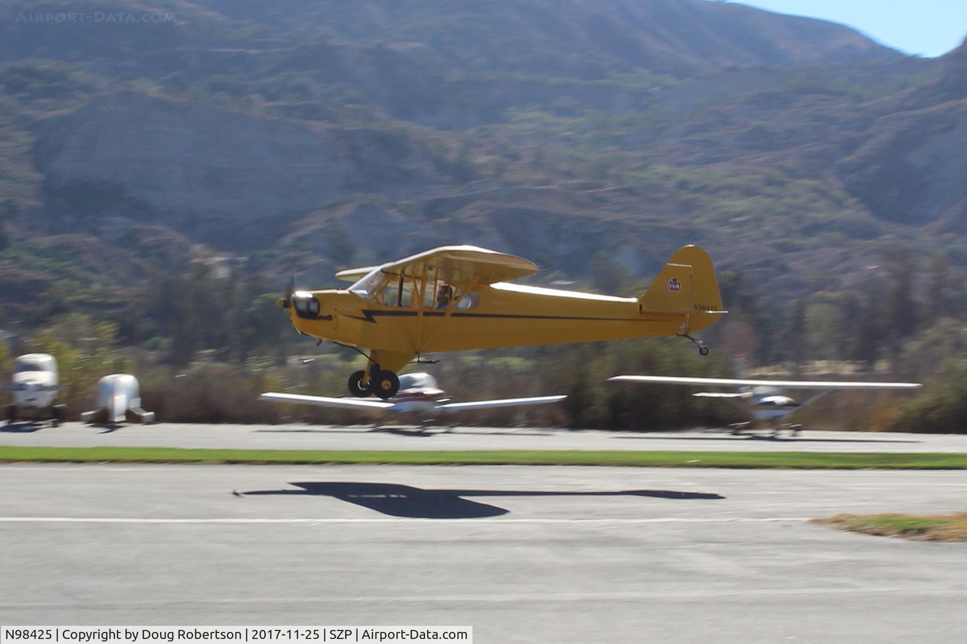 N98425, 1946 Piper J3C-65 Cub Cub C/N 18612, 1946 Piper J3C-65 CUB, Continental C90 90 Hp upgrade by STC, on final Rwy 04