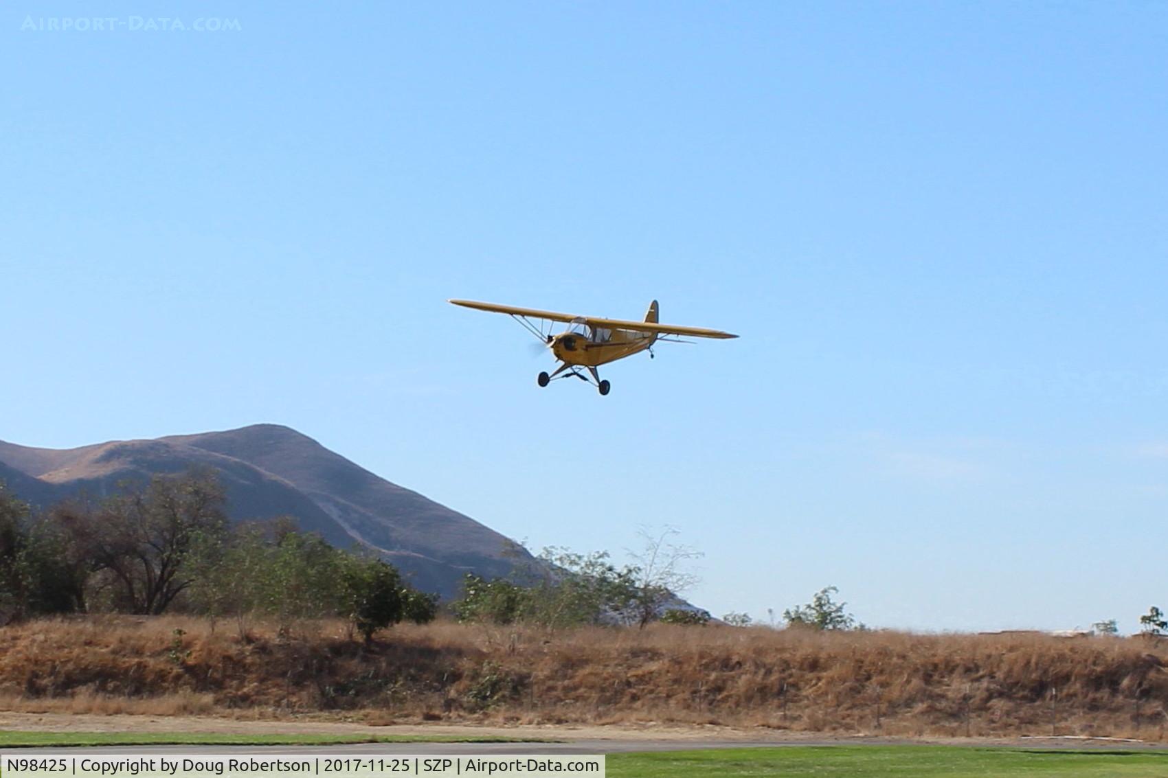 N98425, 1946 Piper J3C-65 Cub Cub C/N 18612, 1946 Piper J3C-65 CUB upgraded to Continental C90 90 Hp by STC, on final for landing Rwy 04