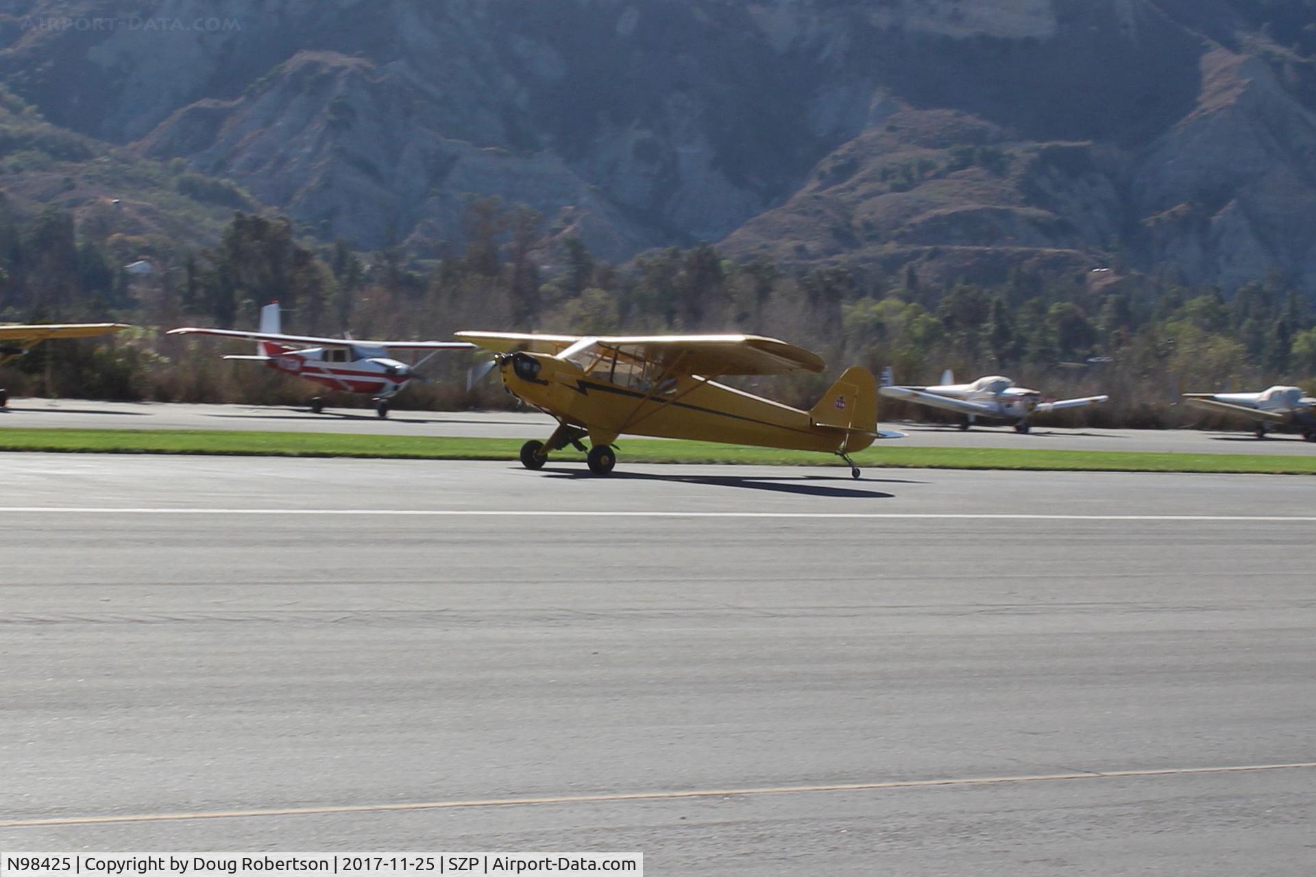 N98425, 1946 Piper J3C-65 Cub Cub C/N 18612, 1946 Piper J3C-65 CUB, Continental C90 90 Hp upgrade by STC, landing roll Rwy 04