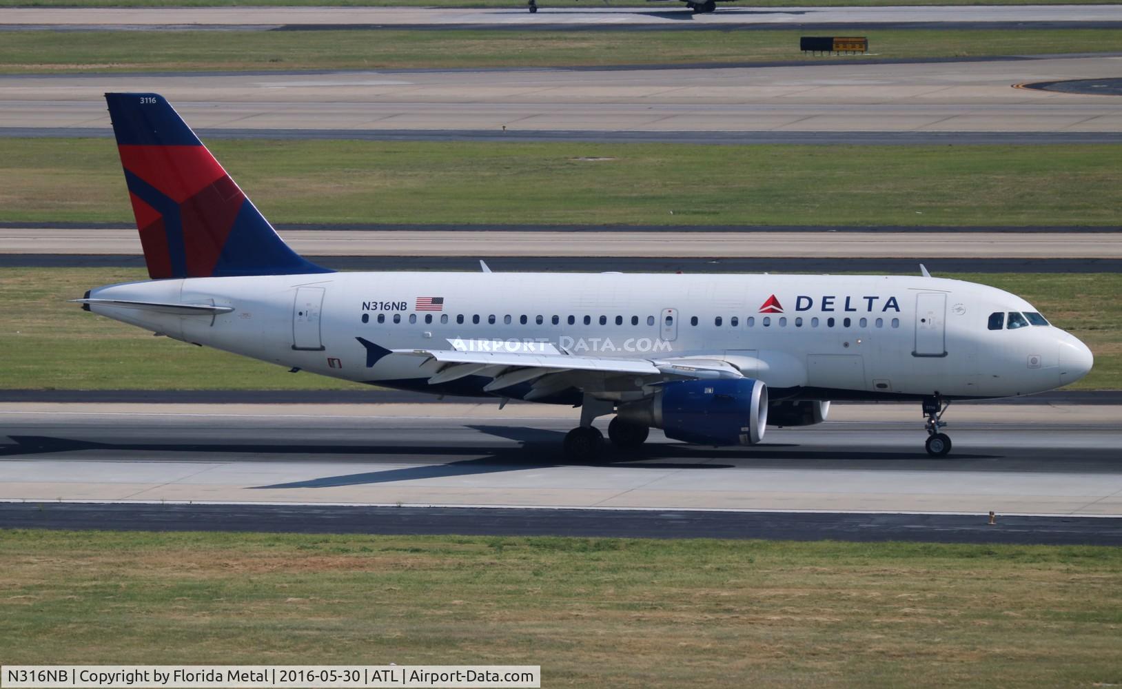 N316NB, 2000 Airbus A319-114 C/N 1249, Delta
