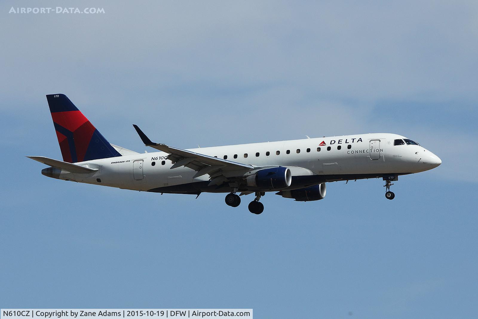 N610CZ, 2007 Embraer 175LR (ERJ-170-200LR) C/N 17000198, Arriving at DFW Airport