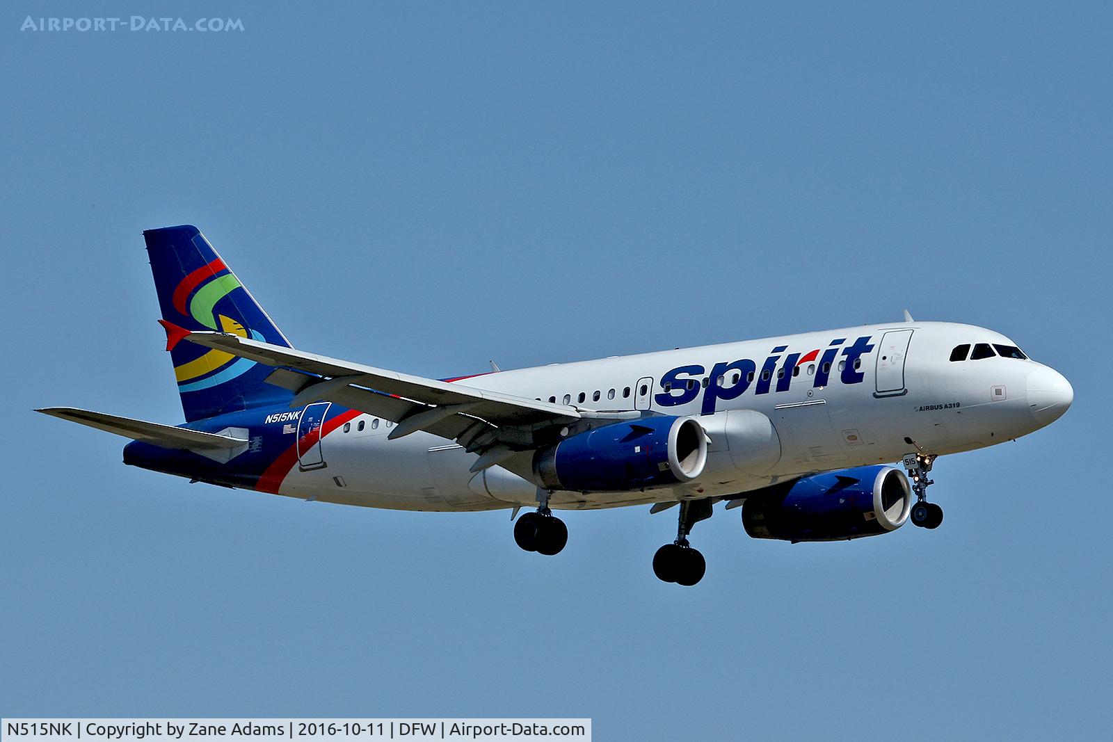 N515NK, 2006 Airbus A319-132 C/N 2698, Arriving at DFW Airport
