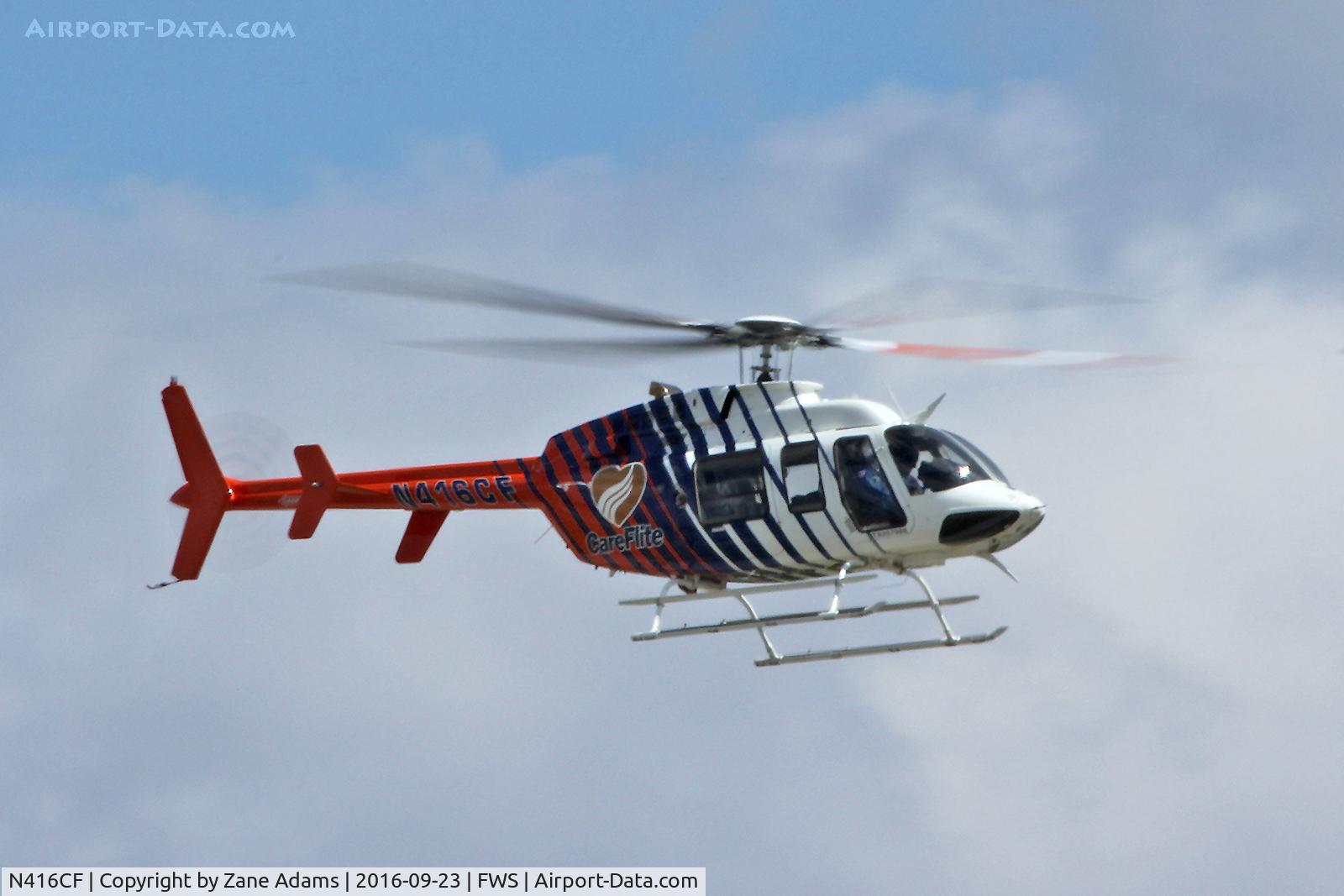 N416CF, 2013 Bell 407 C/N 54393, Arriving at Fort Worth Spinks Airport