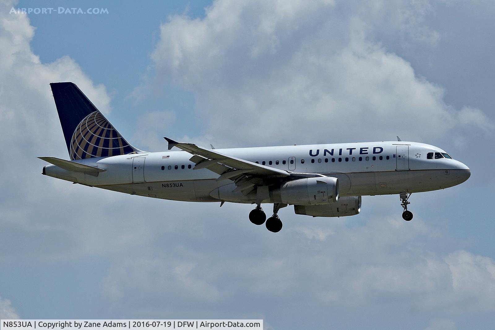 N853UA, 2002 Airbus A319-131 C/N 1688, Arriving at DFW Airport