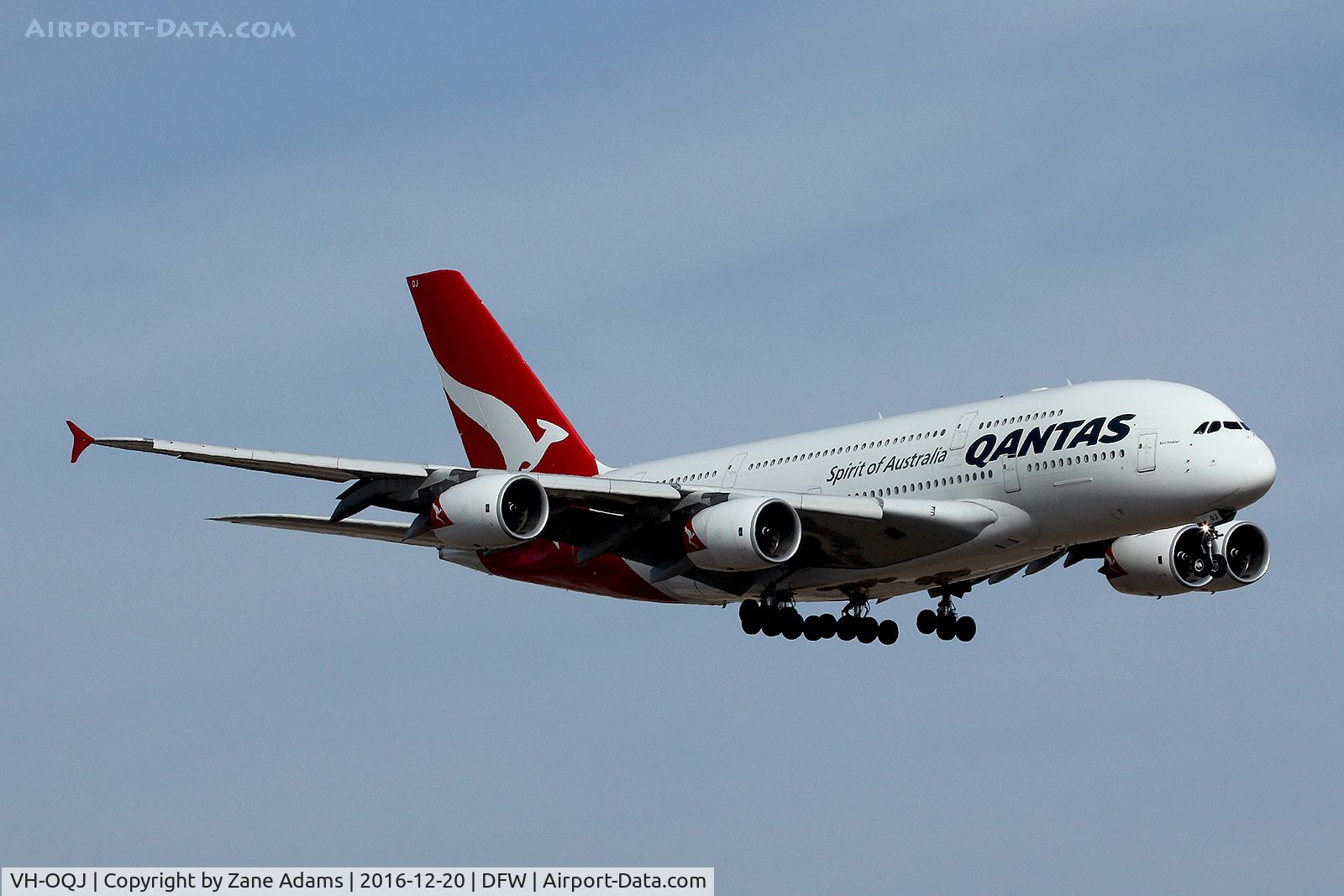 VH-OQJ, 2010 Airbus A380-842 C/N 062, Arriving at DFW Airport