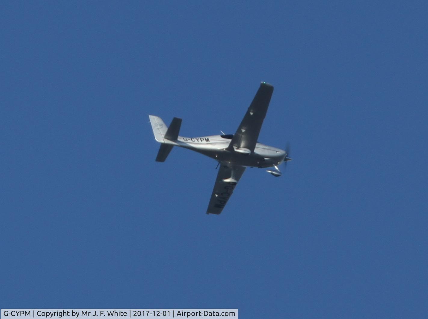 G-CYPM, 2008 Cirrus SR22 G3 GTS C/N 3185, Shot taken from my backyard today-01.12.17.
Long shot taken with a Canon 7D +70-200 EF lens with EF 2xMK3 extender & then cropped.