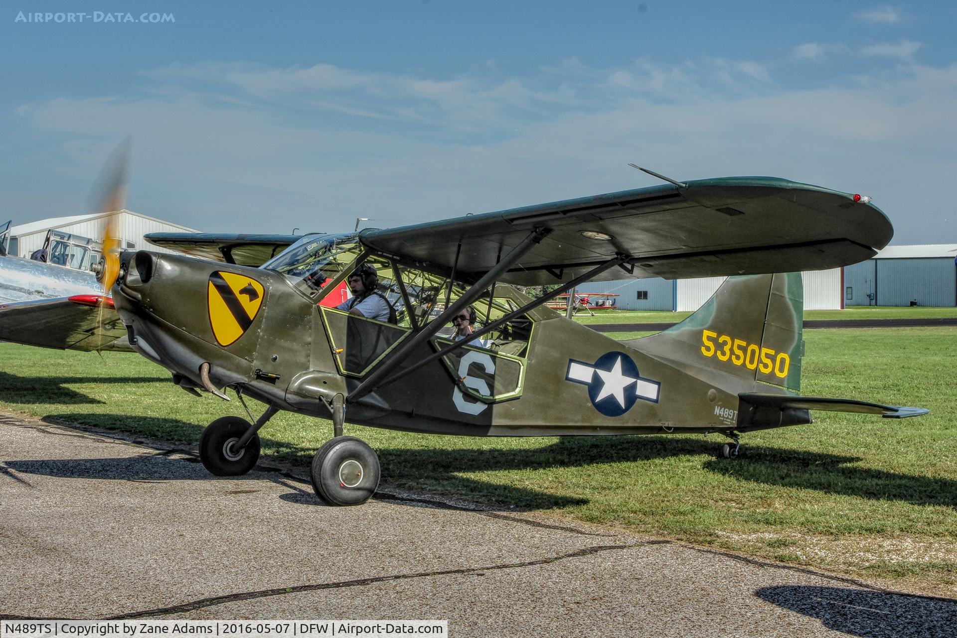 N489TS, 1946 Stinson L-5G Sentinel C/N 76-4629, Arriving at DFW Airport