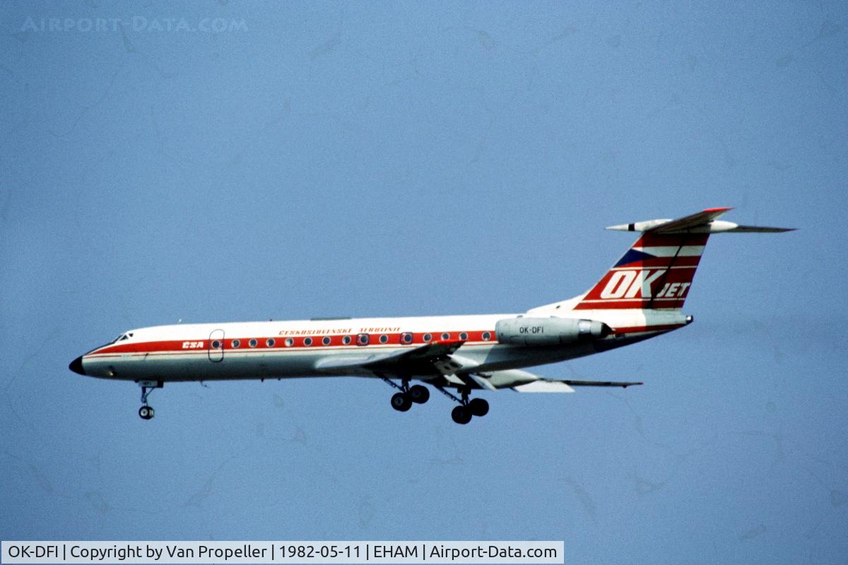 OK-DFI, 1973 Tupolev Tu-134A C/N 3351908, Tupolev Tu-134A of CSA landing at Schiphol airport, the Netherlands