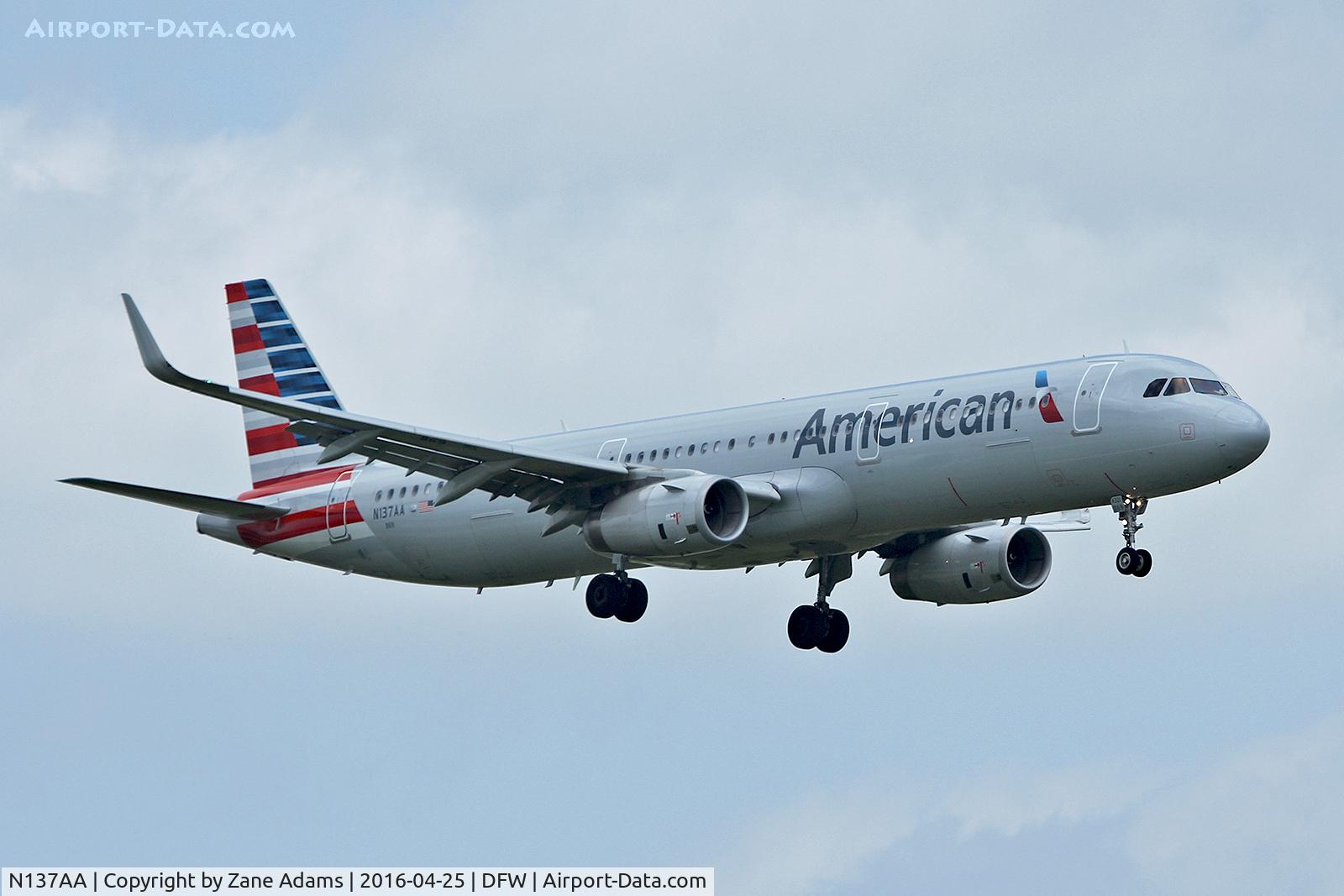 N137AA, 2015 Airbus A321-231 C/N 6647, Arriving at DFW Airport