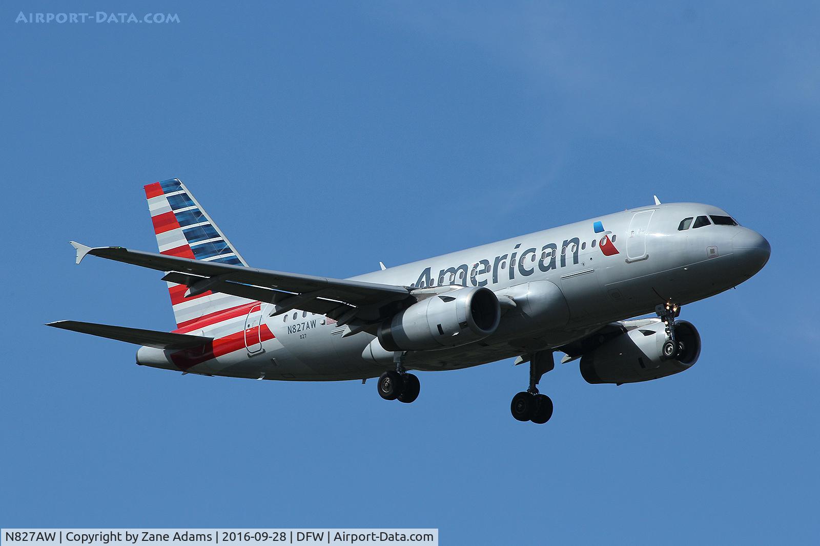 N827AW, 2001 Airbus A319-132 C/N 1547, Arriving at DFW Airport