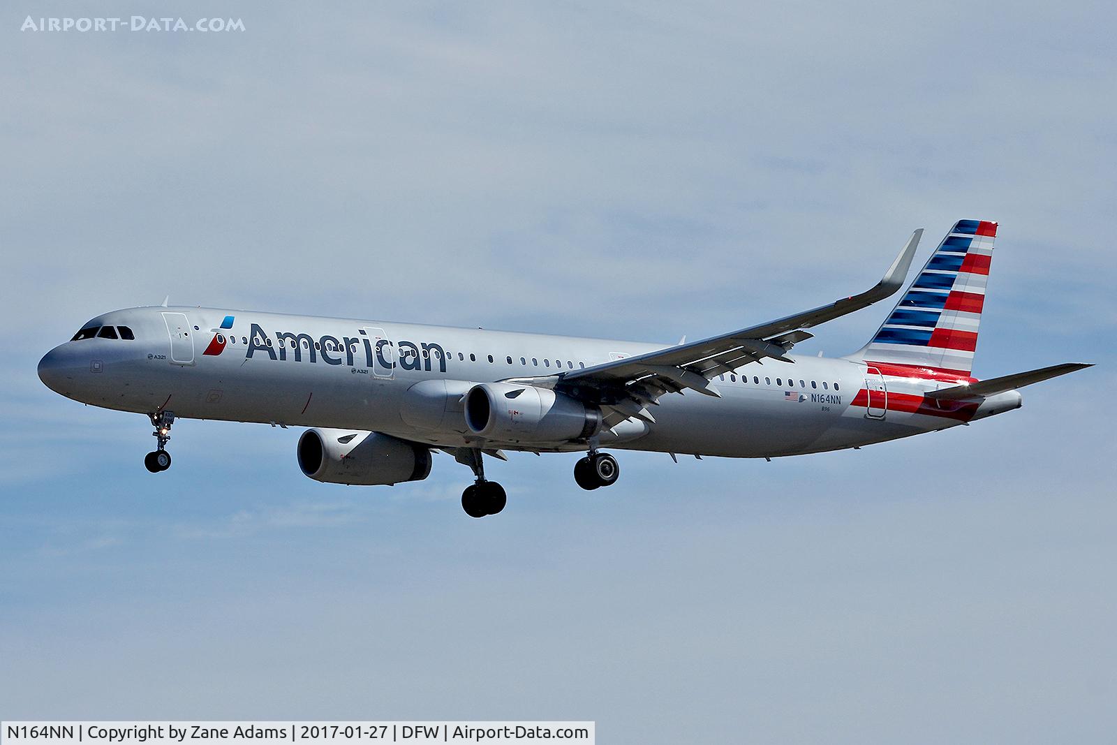 N164NN, 2016 Airbus A321-231 C/N 6909, Arriving at DFW Airport