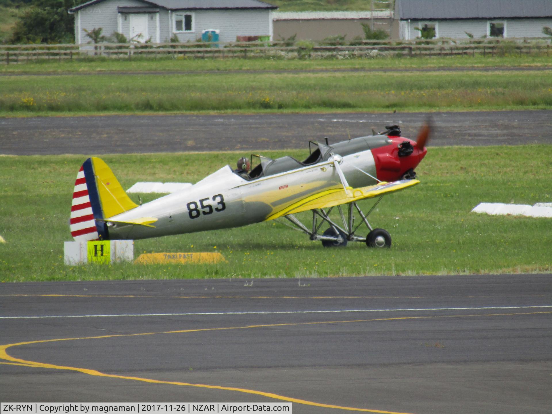 ZK-RYN, 1942 Ryan PT-22 Recruit (ST3KR) C/N 2062, lining up on grass