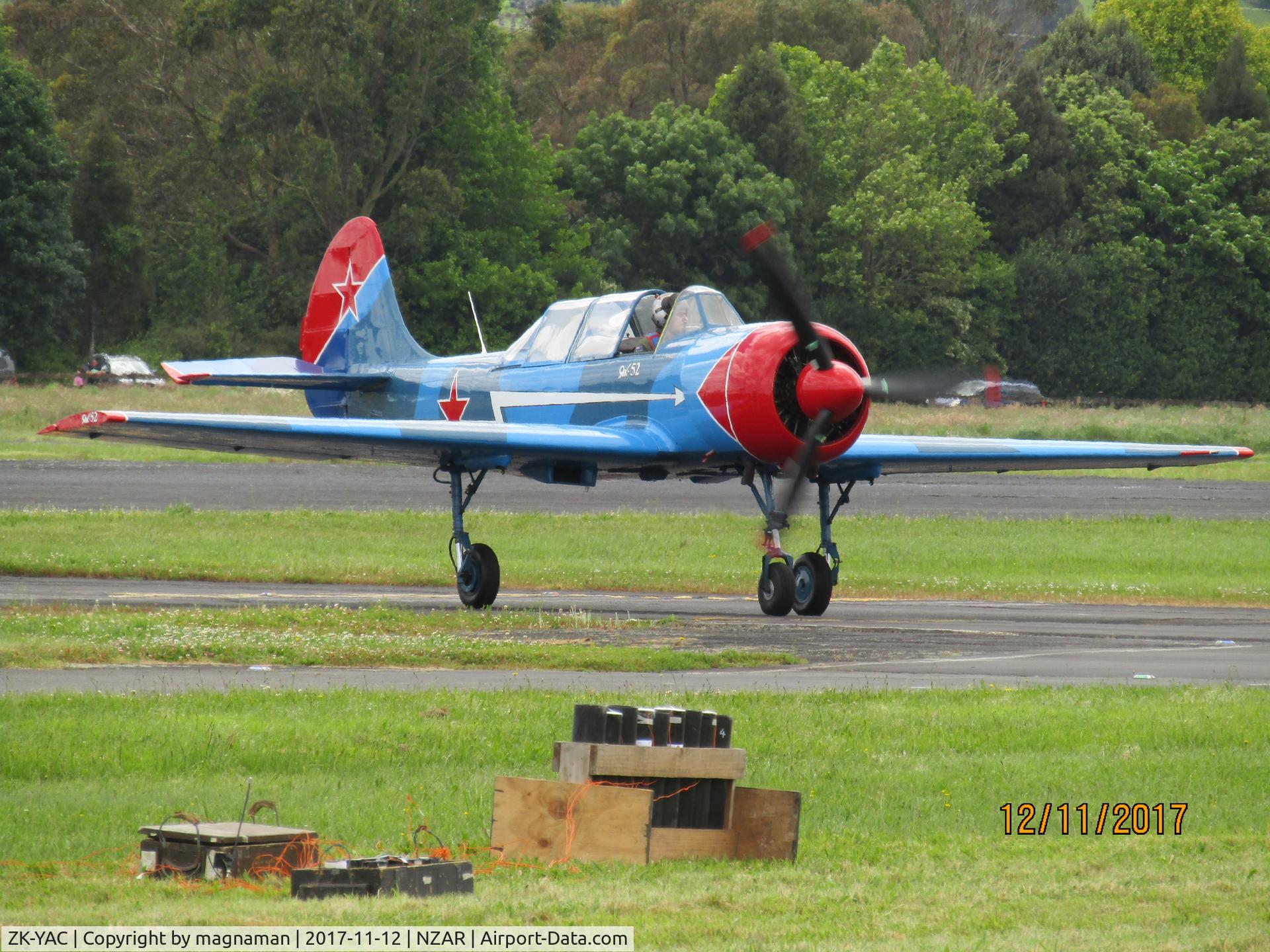 ZK-YAC, Yakovlev Yak-52 C/N 822108, coming back after display