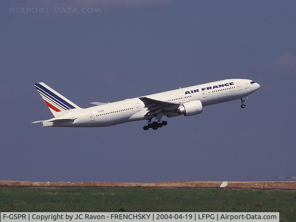 F-GSPR, 2001 Boeing 777-228/ER C/N 28683, Air France take off to Pekin