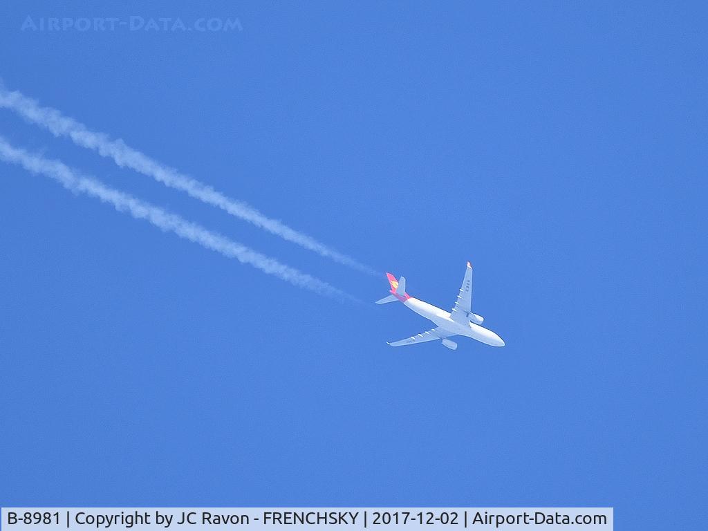 B-8981, 2017 Airbus A330-243 C/N 1775, overflying Bordeaux city flight level 360, Capital JD362 /CBJ362 Madrid to Chengdu