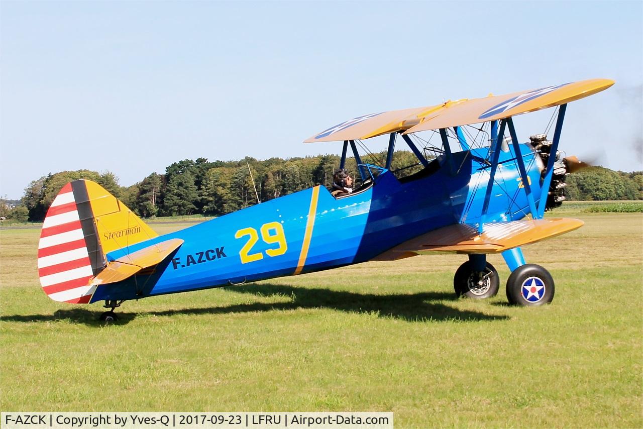 F-AZCK, 1941 Boeing A75N1 (PT-17) C/N 75-1653, Boeing A75N1, Taxiing, Morlaix-Ploujean airport (LFRU-MXN) air show 2017
