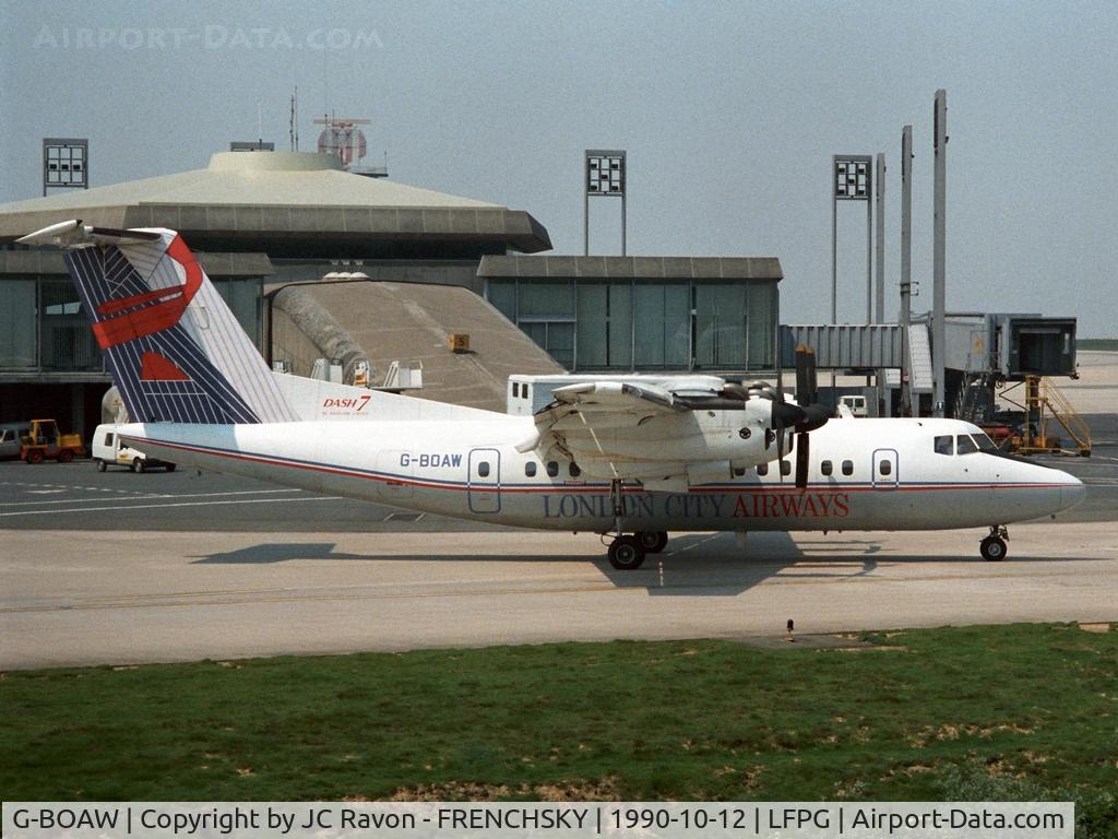 G-BOAW, 1988 De Havilland Canada DHC-7-110 Dash 7 C/N 110, London City Airways departure at CDG T1