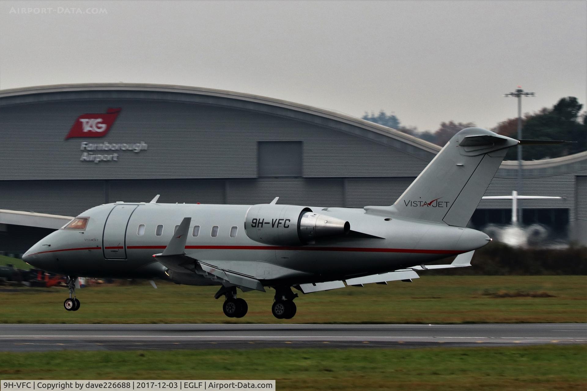 9H-VFC, 2015 Bombardier Challenger 605 (CL-600-2B16) C/N 5972, Vistajet Bombardier Challenger 605 landing on 24 at Farnborough