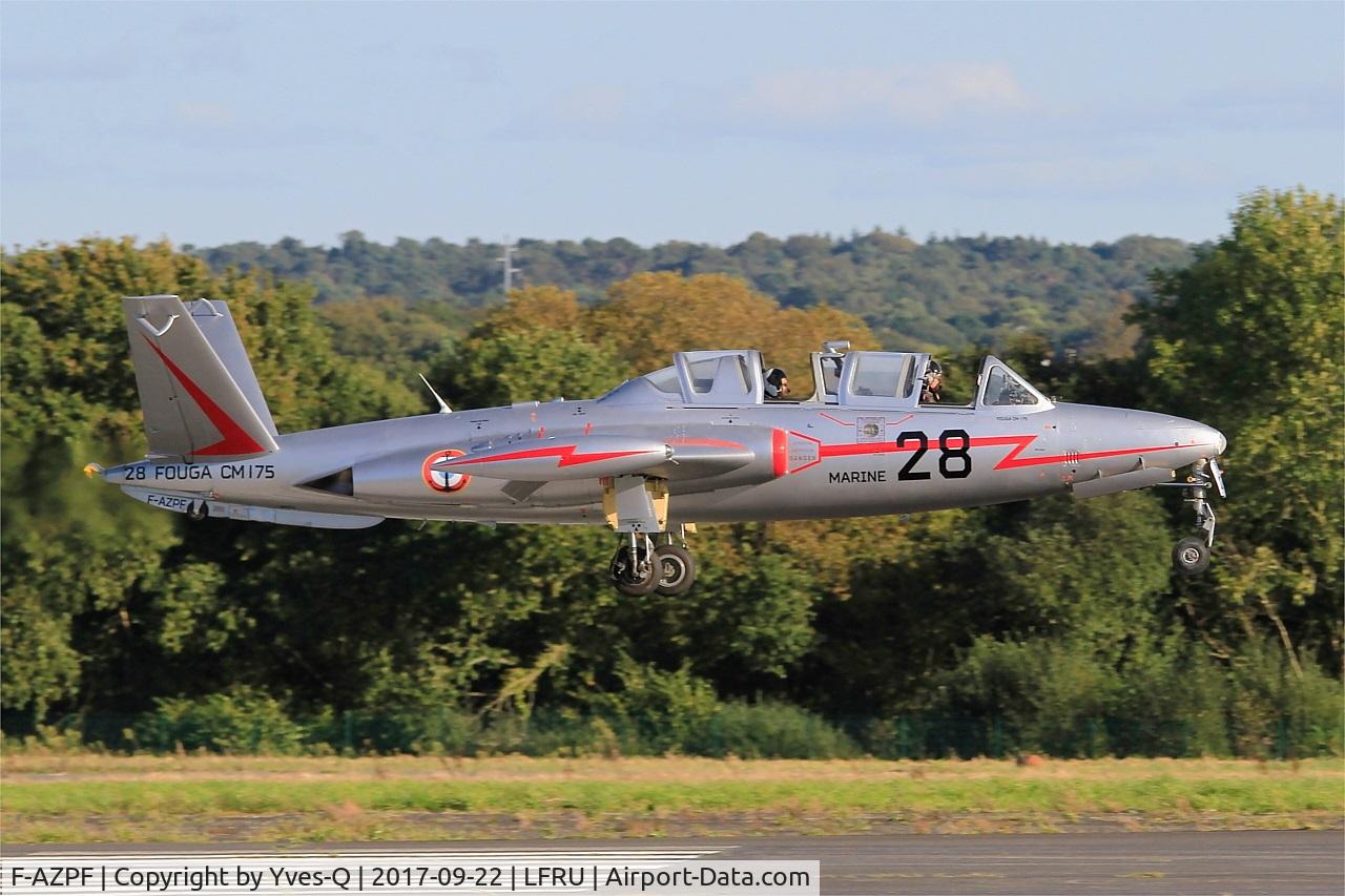 F-AZPF, Fouga CM-175 Zephyr C/N 28, Fouga CM-175 Zephyr, Landing rwy 23, Morlaix-Ploujean airport (LFRU-MXN) Air show 2017