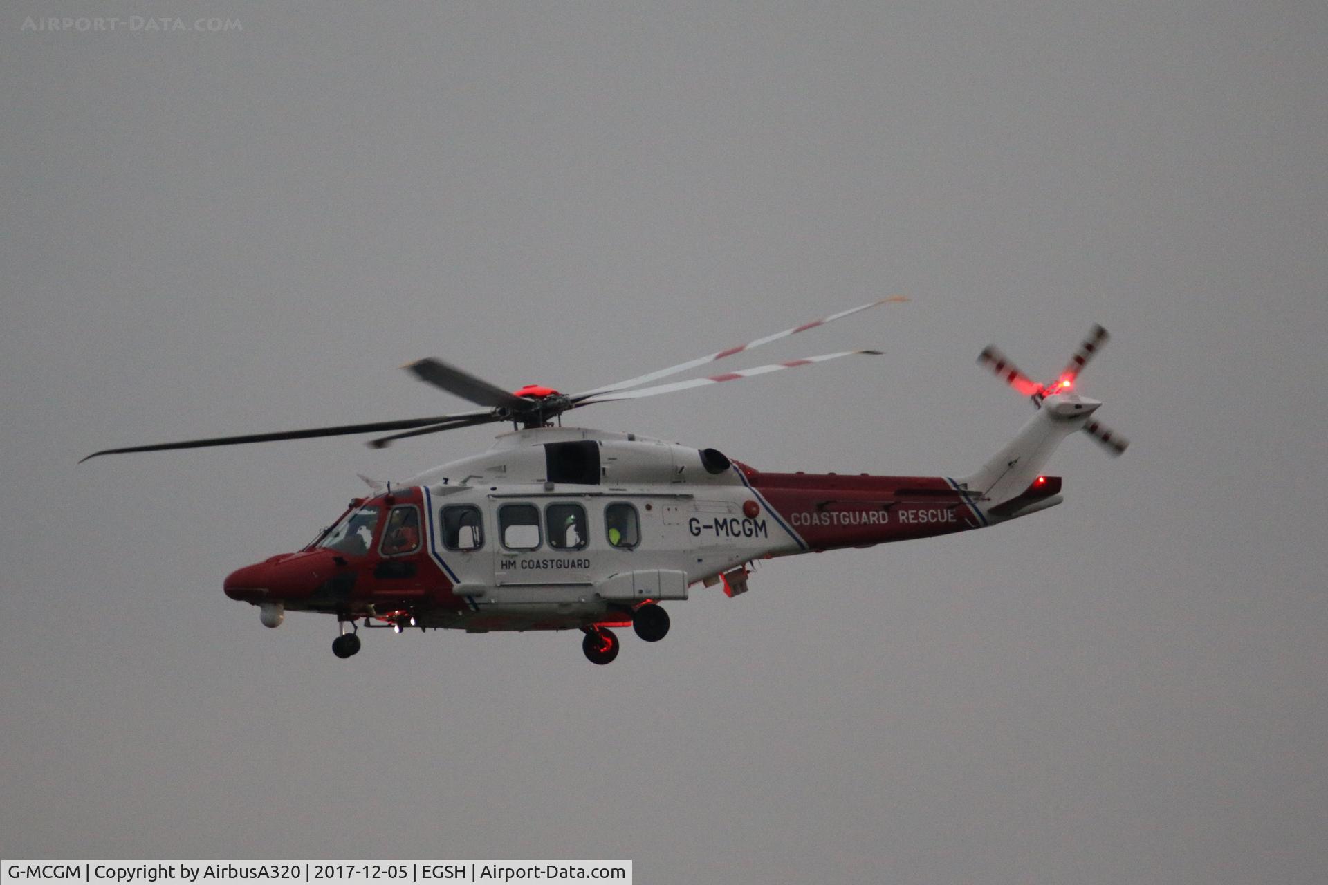 G-MCGM, 2014 AgustaWestland AW189 C/N 89001, departing NWI