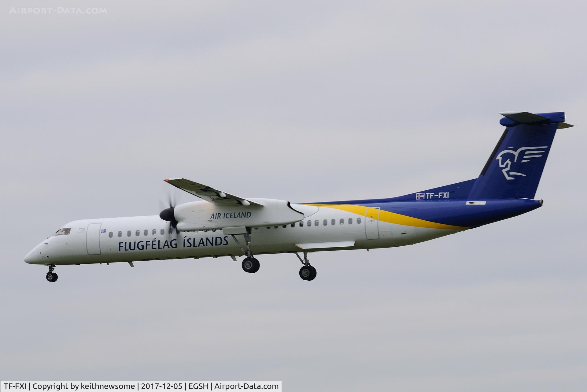 TF-FXI, 2000 De Havilland Canada DHC-8-402Q Dash 8 C/N 4033, Arriving at Norwich from Reykjavik.
