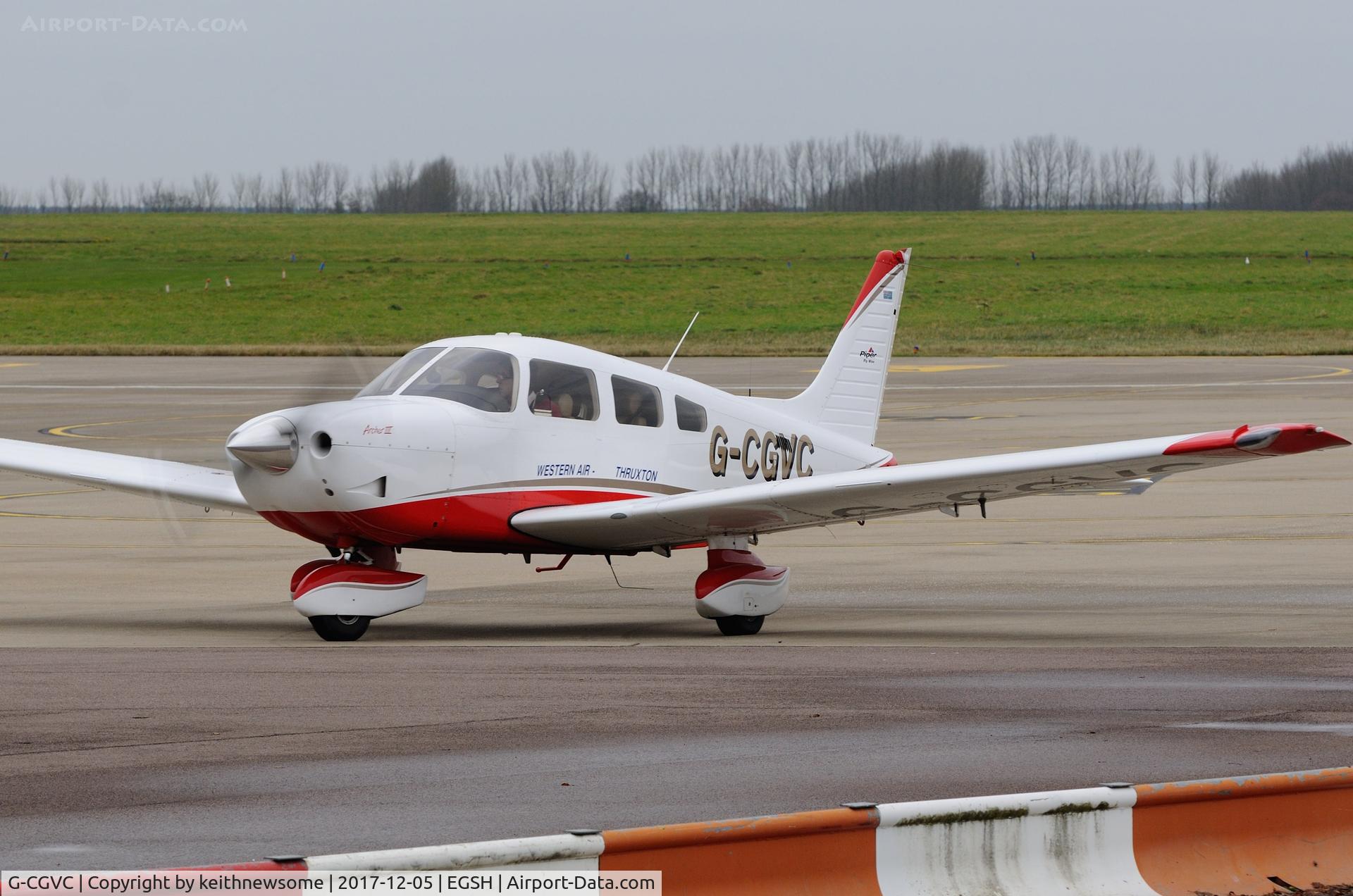 G-CGVC, 2008 Piper PA-28-181 Cherokee Archer III C/N 2843669, Arriving at Norwich from Thruxton.