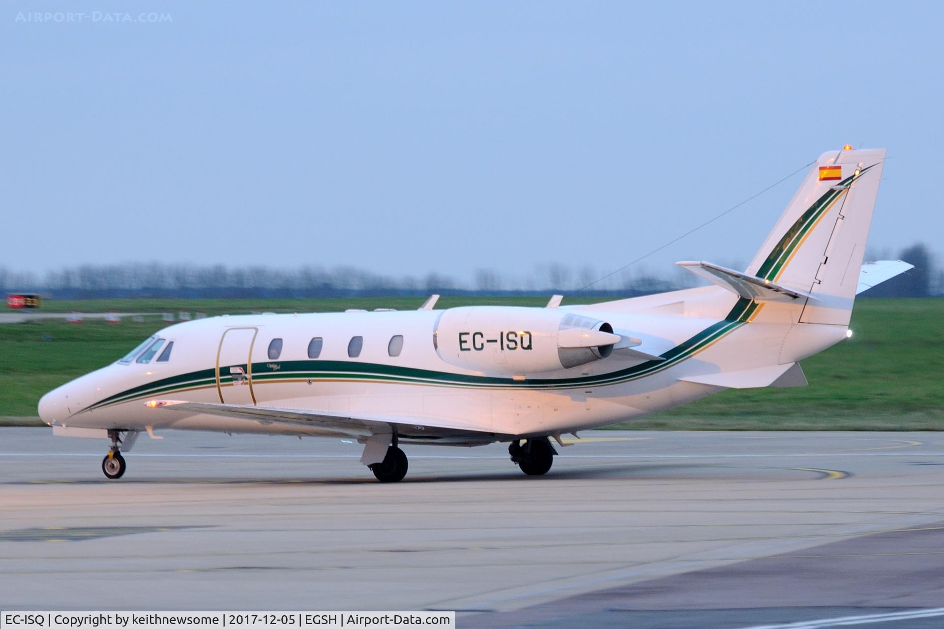 EC-ISQ, 2006 Cessna 560XL Citation Excel C/N 560-5616, Arriving at Norwich from Manchester.