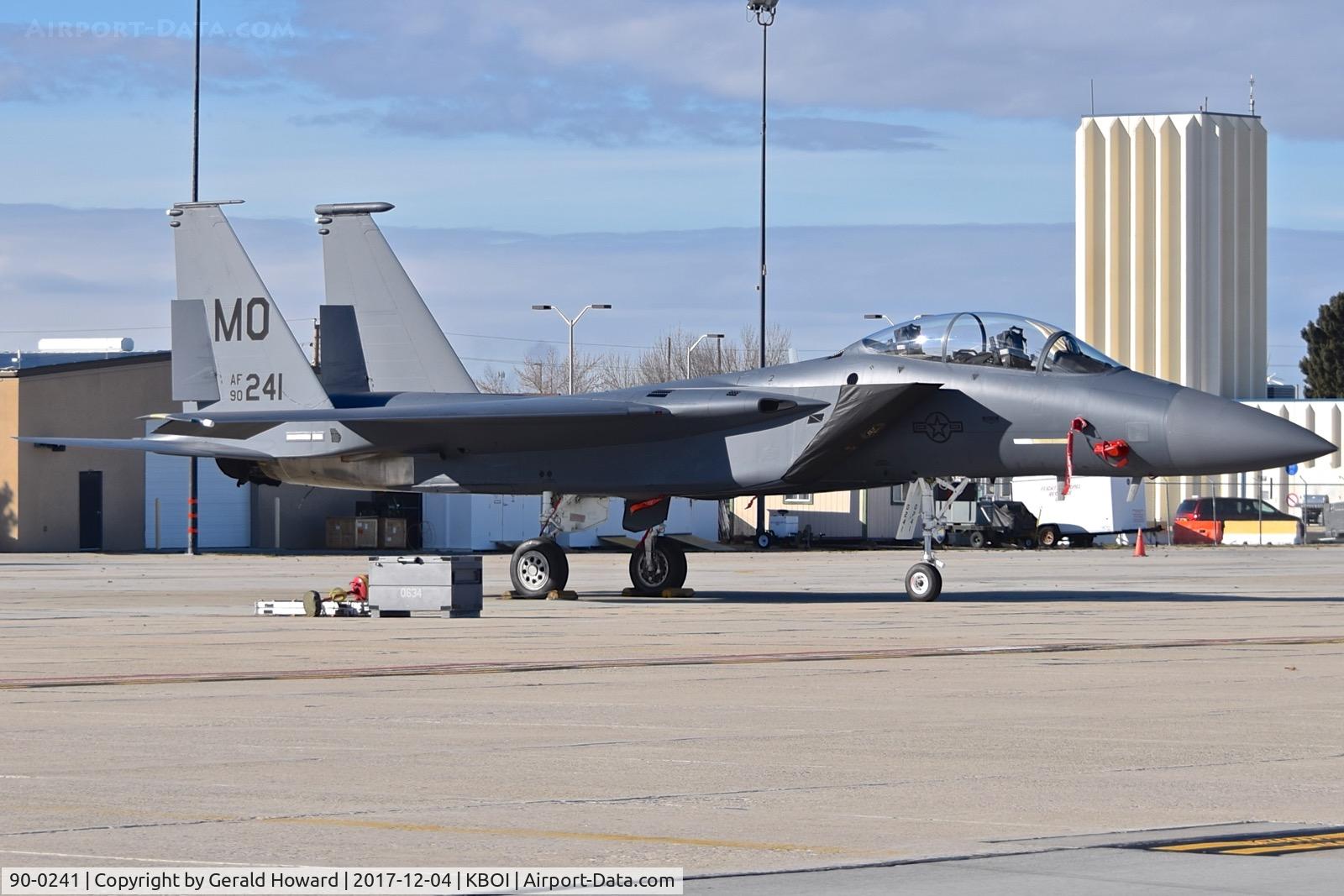 90-0241, 1990 McDonnell Douglas F-15E Strike Eagle C/N 1173/E143, Parked on the Idaho ANG ramp. 391st Fighter Sq. 