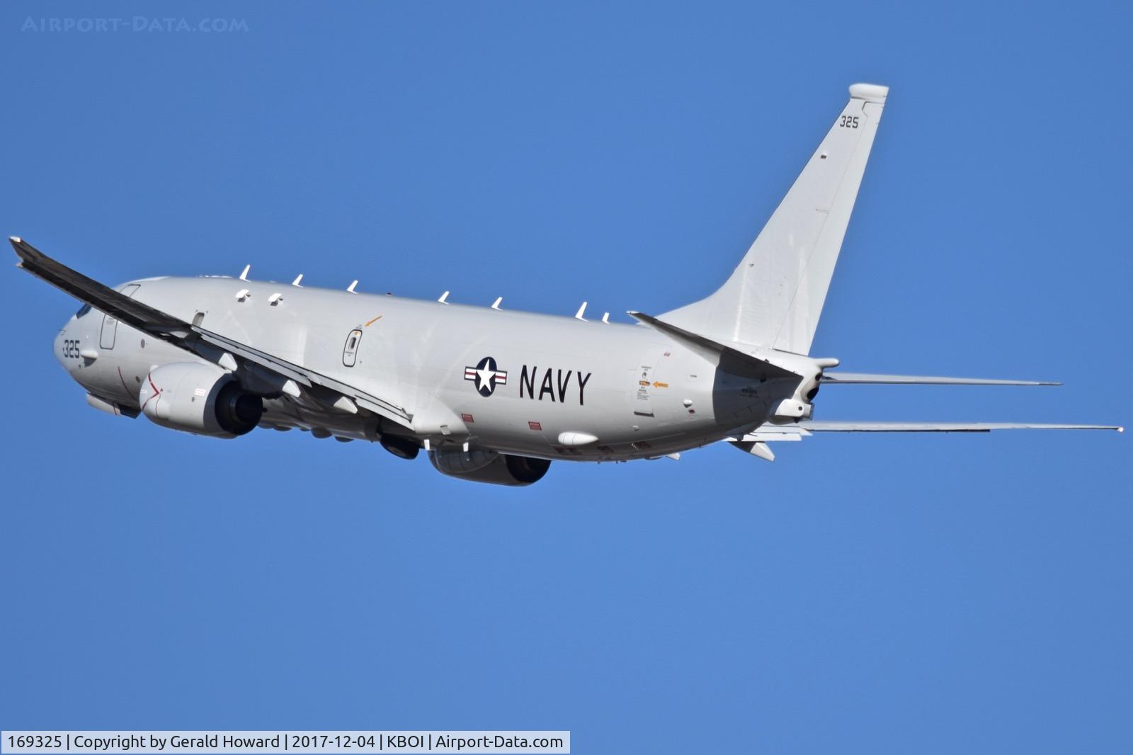 169325, 2016 Boeing P-8A Poseidon C/N 62292, Departing BOI. From NAS Whidbey Island, WA.