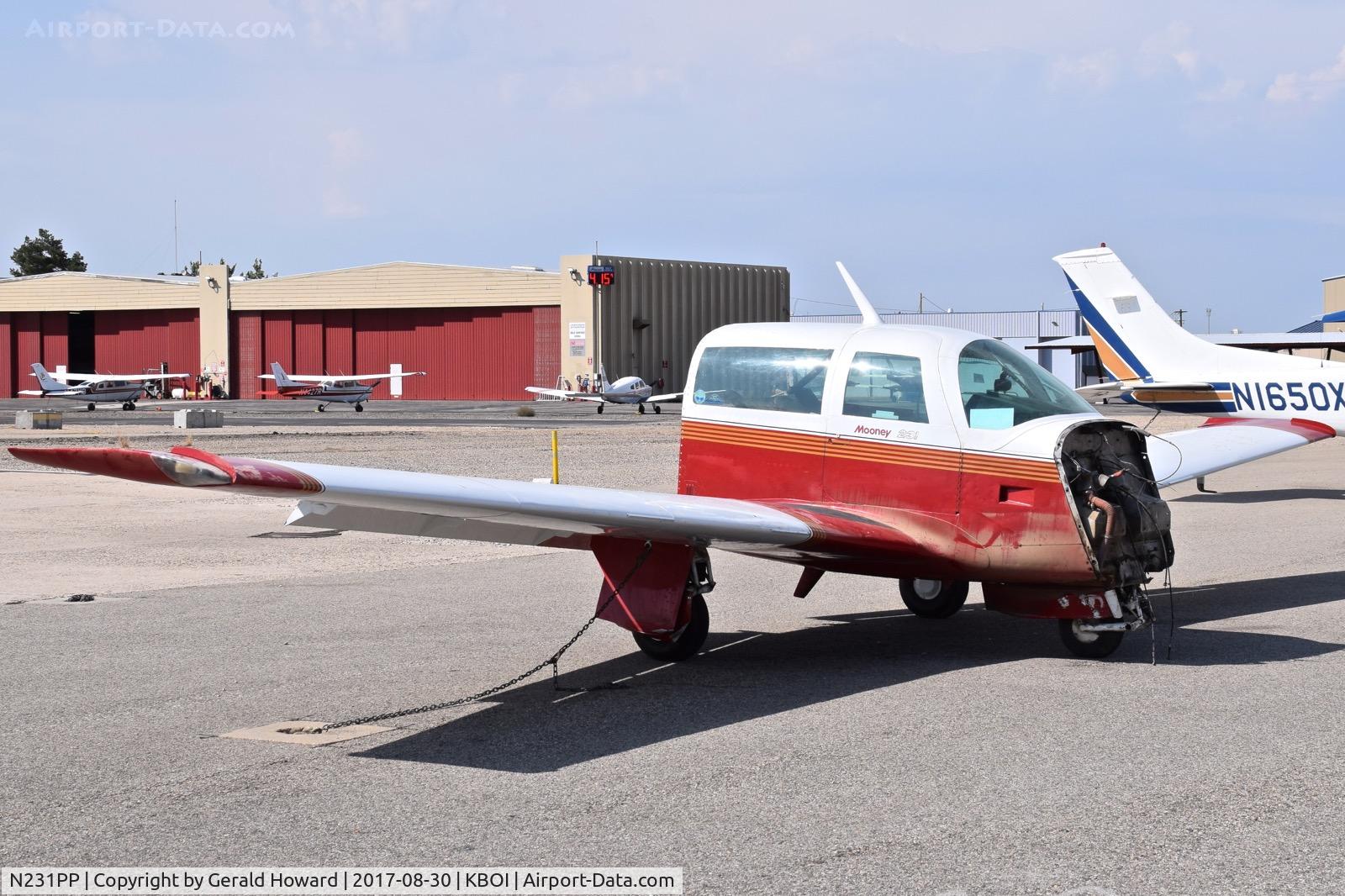 N231PP, 1980 Mooney M20K C/N 25-0342, Parked on south GA ramp. Having some serious work done on it.