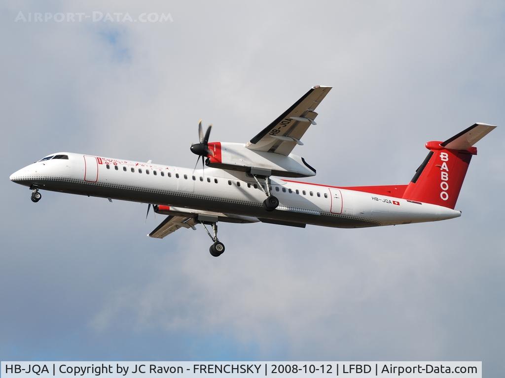 HB-JQA, 2000 De Havilland Canada DHC-8-402Q Dash 8 C/N 4017, Fy Baboo lanfding runway 23