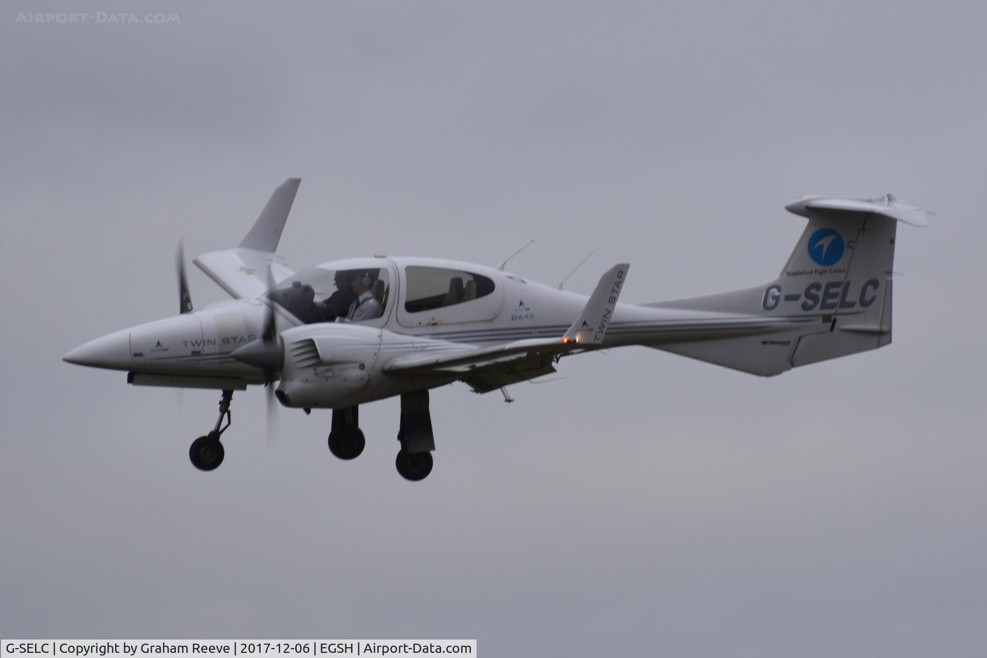 G-SELC, 2005 Diamond DA-42 Twin Star C/N 42.032, Landing at Norwich.