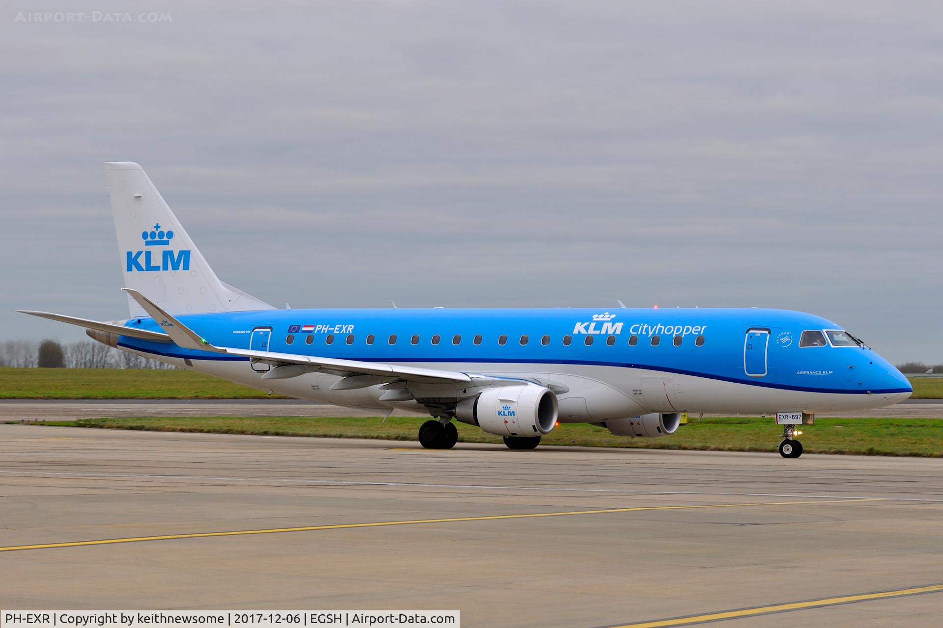 PH-EXR, 2017 Embraer 175STD (ERJ-170-200STD) C/N 17000697, Leaving Norwich for Amsterdam.