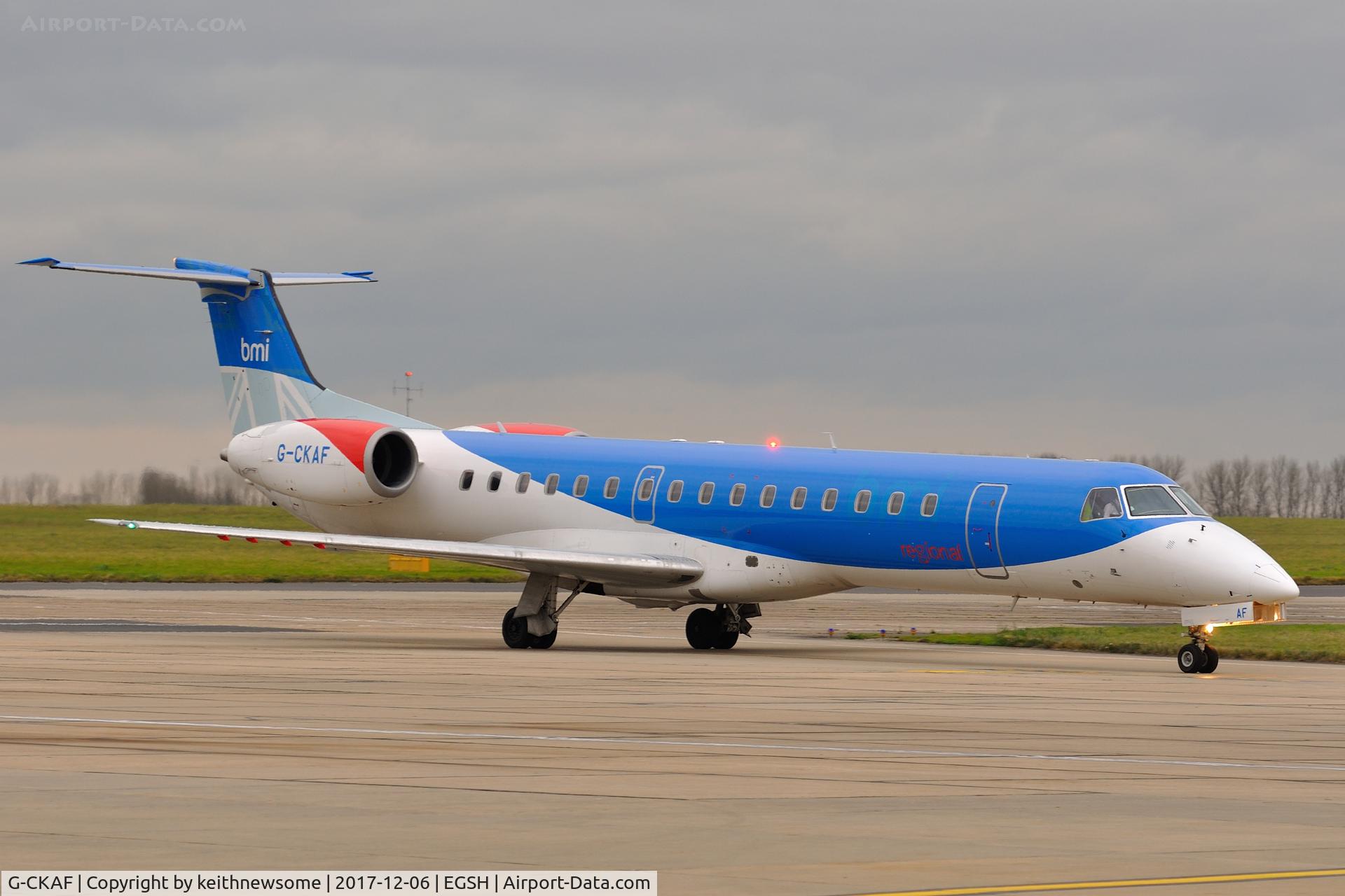 G-CKAF, 1998 Embraer EMB-145EU (ERJ-145EU) C/N 145047, Leaving Norwich for Aberdeen.