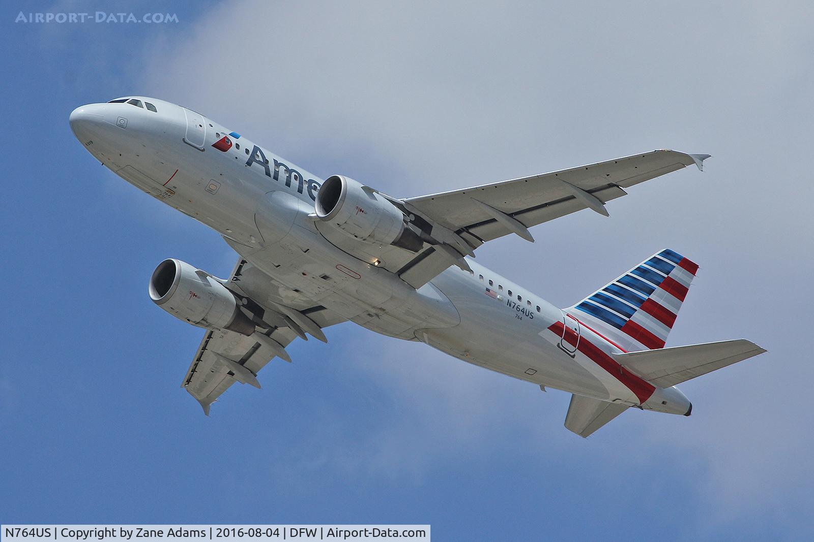 N764US, 2000 Airbus A319-112 C/N 1369, Departing DFW Airport