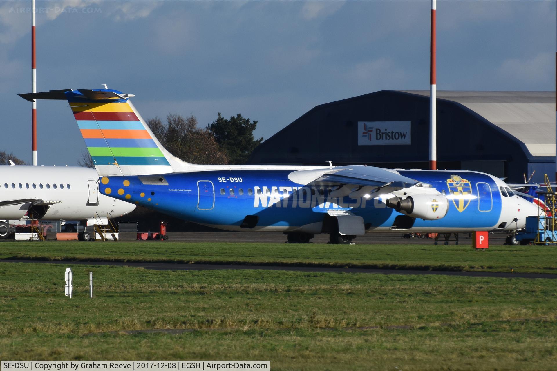 SE-DSU, 1994 British Aerospace Avro 146-RJ100 C/N E3248, Parked at Norwich.