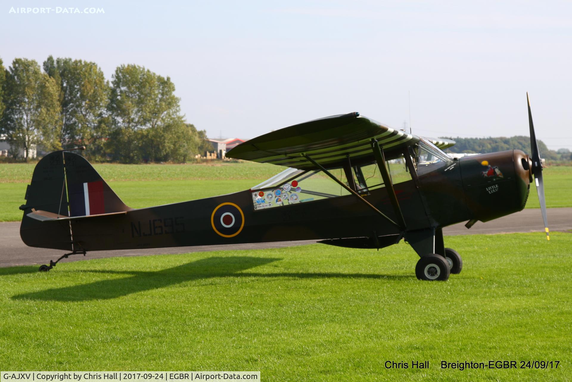 G-AJXV, 1943 Taylorcraft J Auster 5 C/N 1065, at Breighton