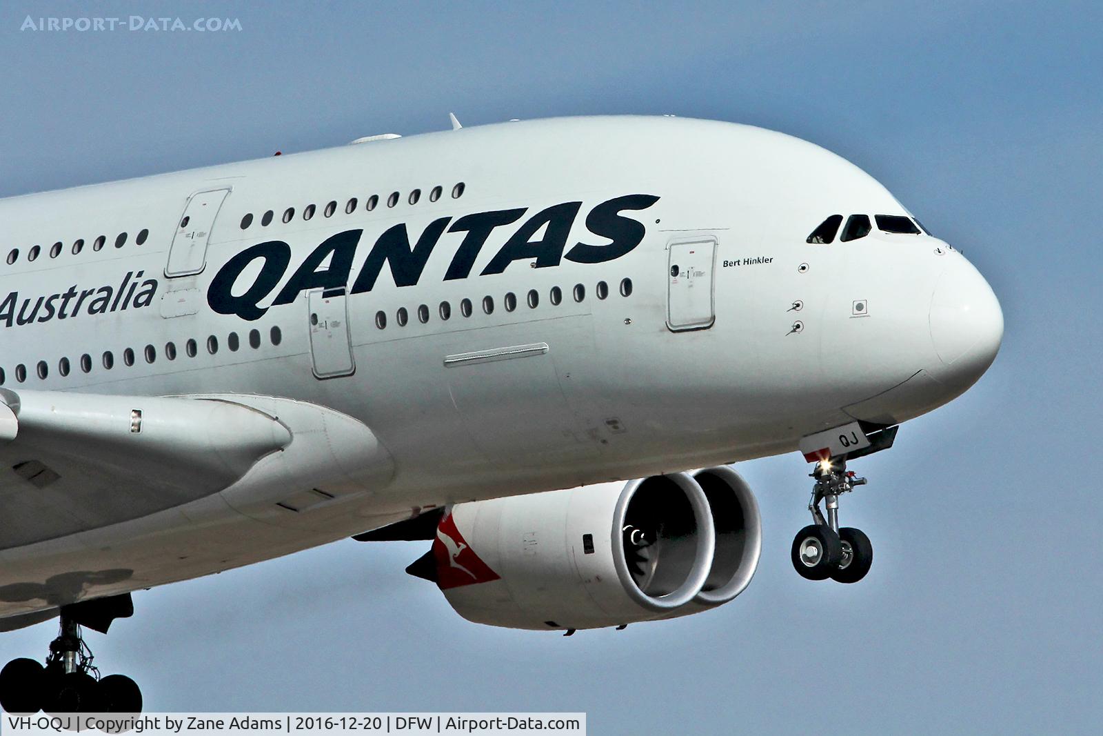 VH-OQJ, 2010 Airbus A380-842 C/N 062, Arriving at DFW Airport