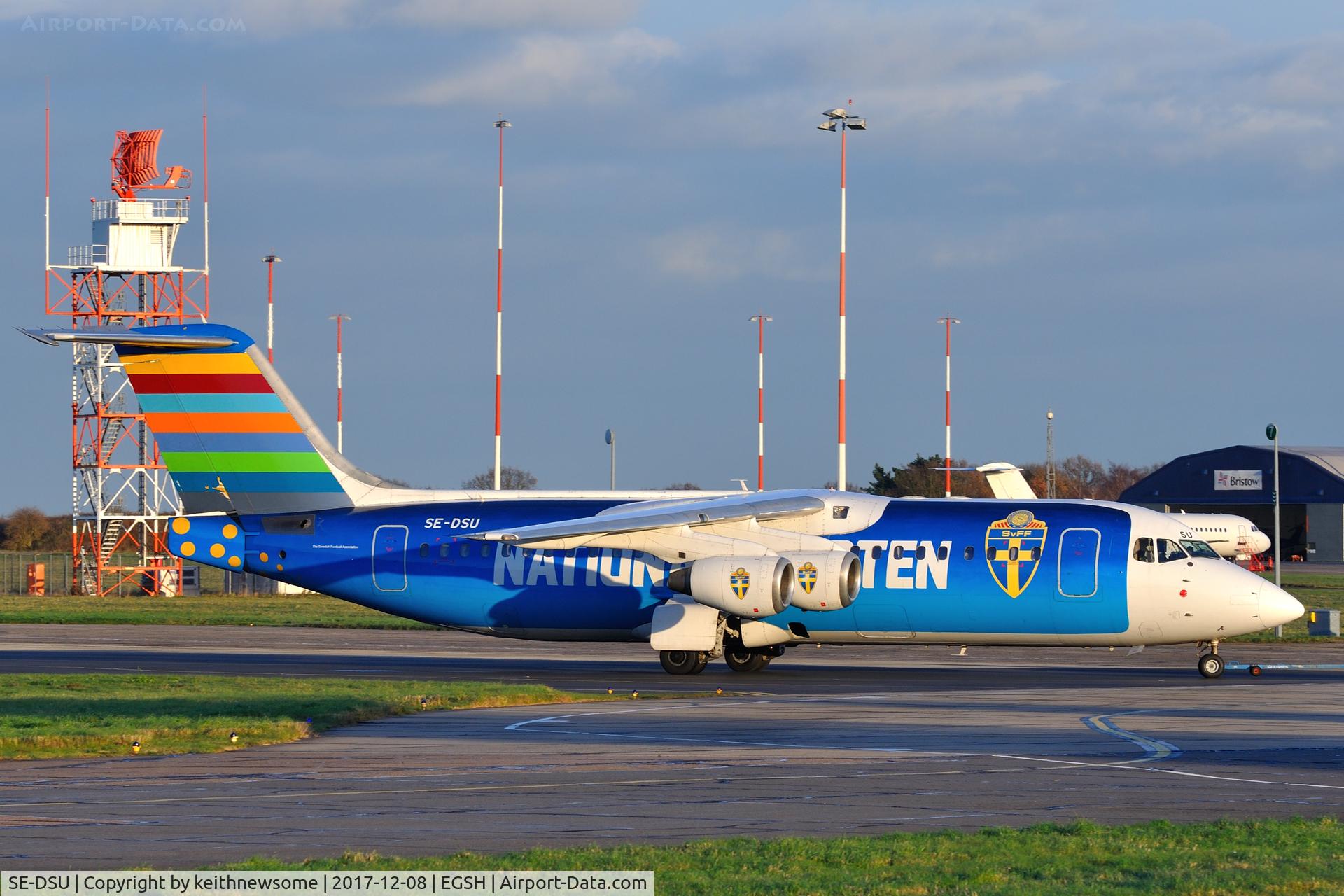 SE-DSU, 1994 British Aerospace Avro 146-RJ100 C/N E3248, Towed from engine runs.