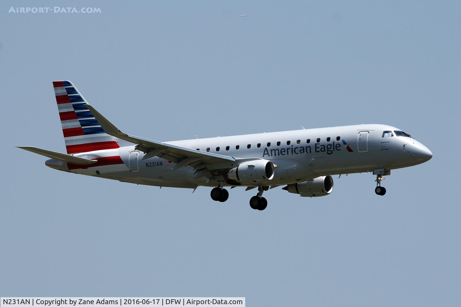 N231AN, 2016 Embraer 175LR (ERJ-170-200LR) C/N 17000554, Arriving at DFW Airport