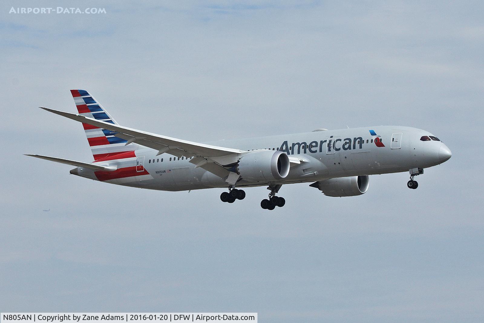 N805AN, 2015 Boeing 787-8 Dreamliner C/N 40623, Arriving at DFW Airport