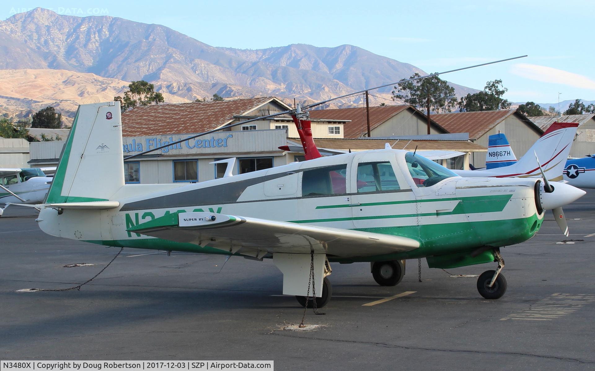 N3480X, 1966 Mooney M20E Super 21 C/N 1154, 1966 Mooney M20E SUPER  21, Lycoming IO-360-A1A 200 Hp, on transient ramp